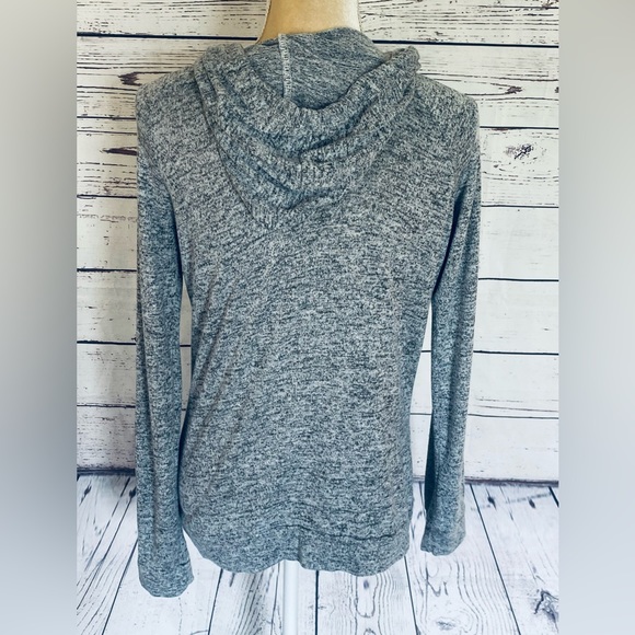 Women’s Small Sweater Hello Mello Gray Hooded Pockets Lightweight Soft Knit - Picture 7 of 11